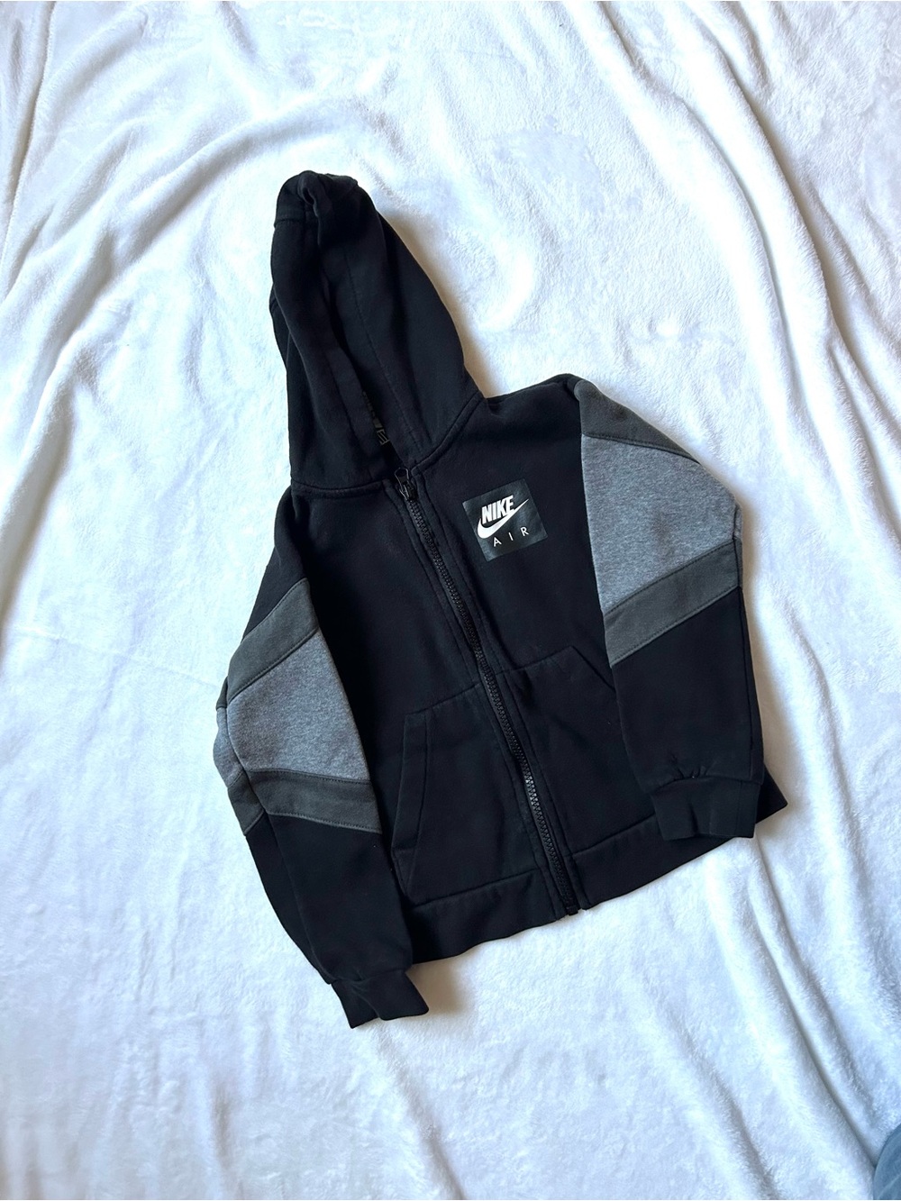 Nike Air Kids 4T Full Zip Hoodie Black Gray Colorblock Boys 3-4 Years
